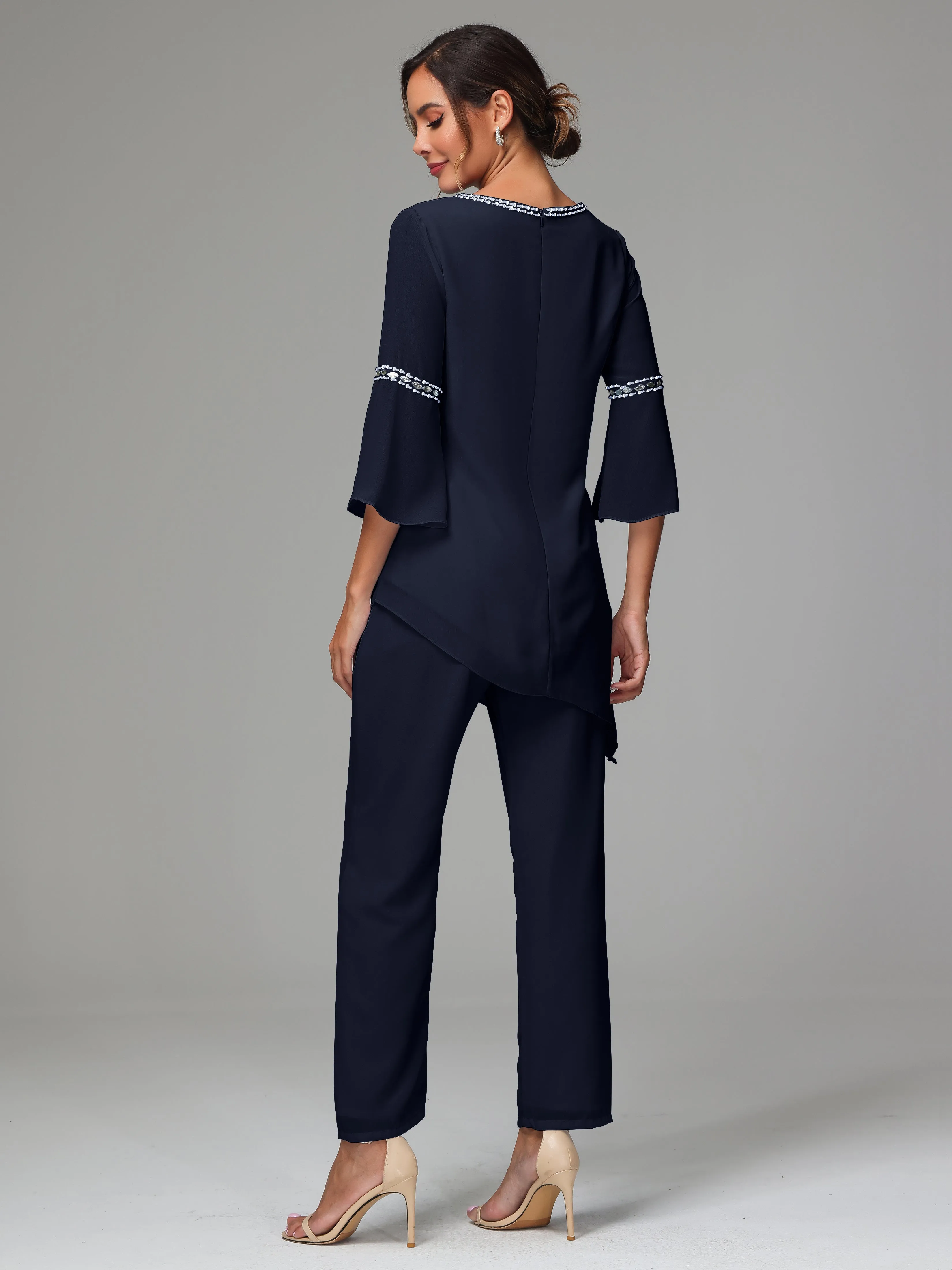 2 Pieces  Chiffon  Mother Of The Bride Dress Pants Suits