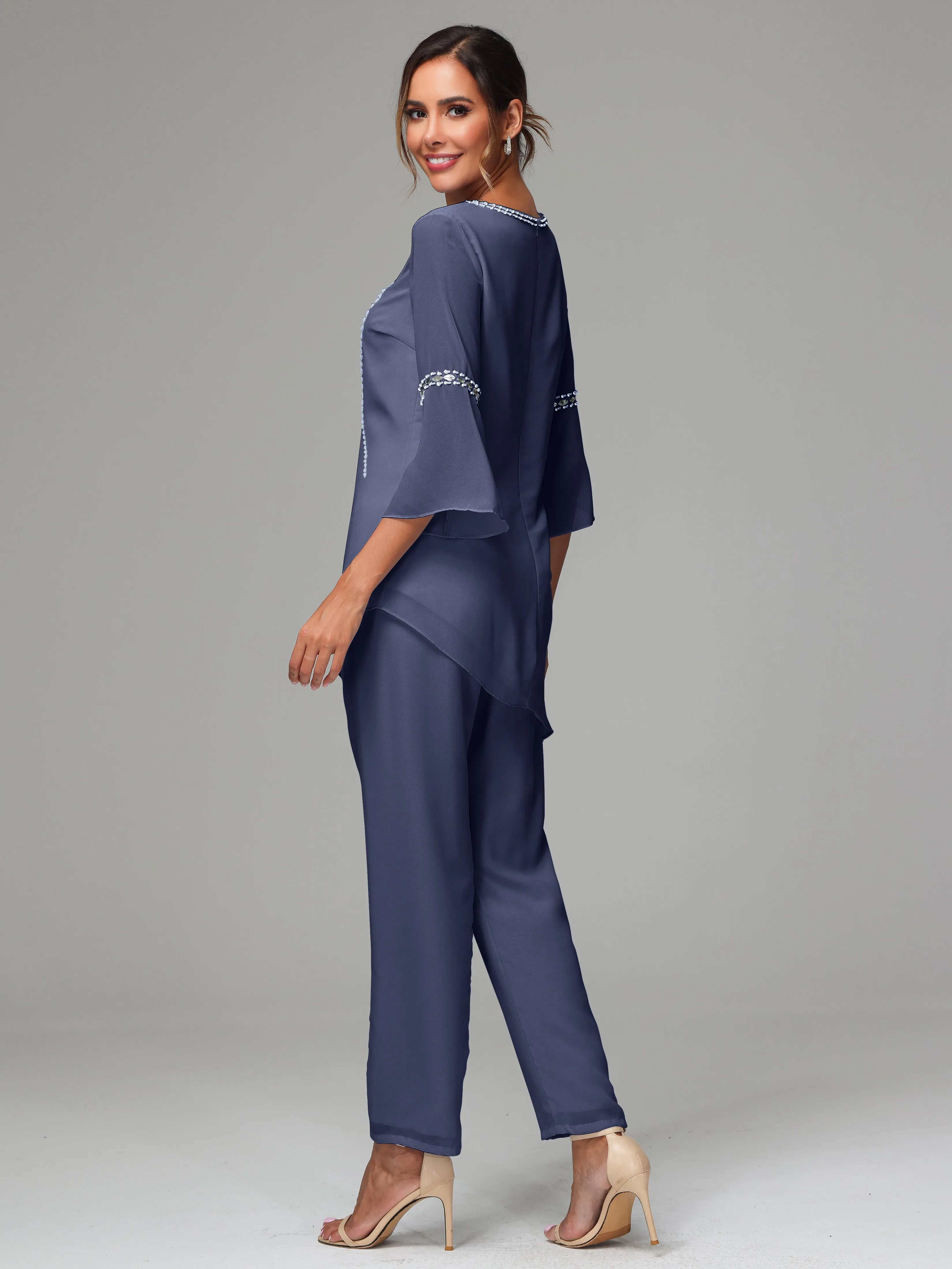 2 Pieces  Chiffon  Mother Of The Bride Dress Pants Suits