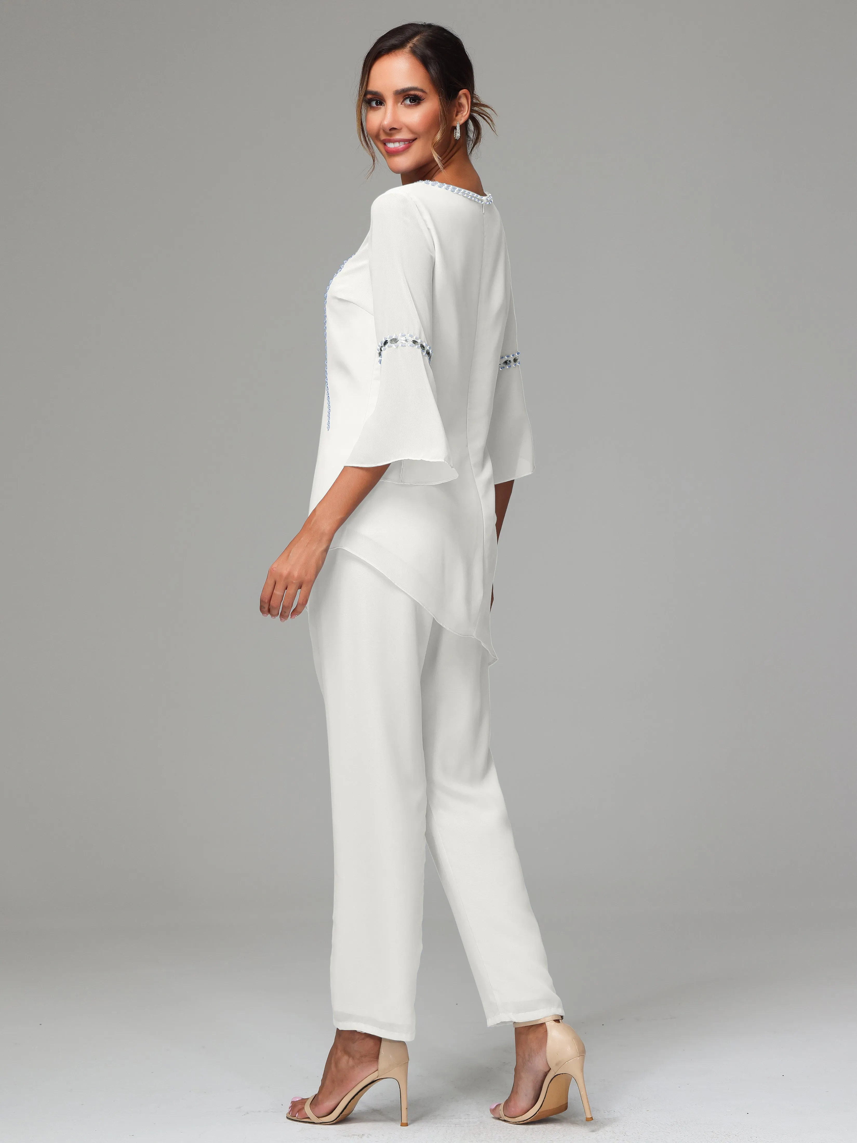 2 Pieces  Chiffon  Mother Of The Bride Dress Pants Suits