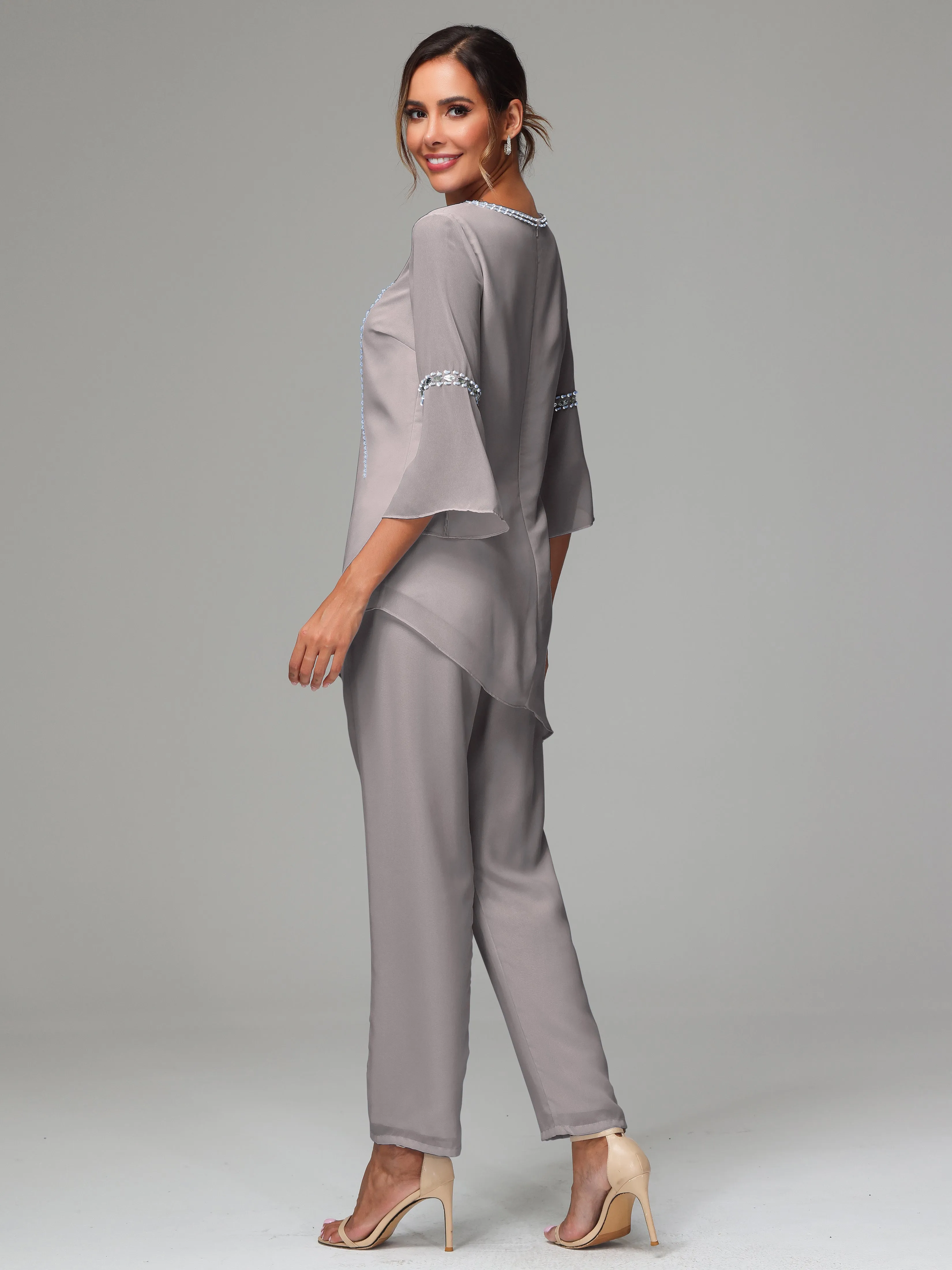 2 Pieces  Chiffon  Mother Of The Bride Dress Pants Suits
