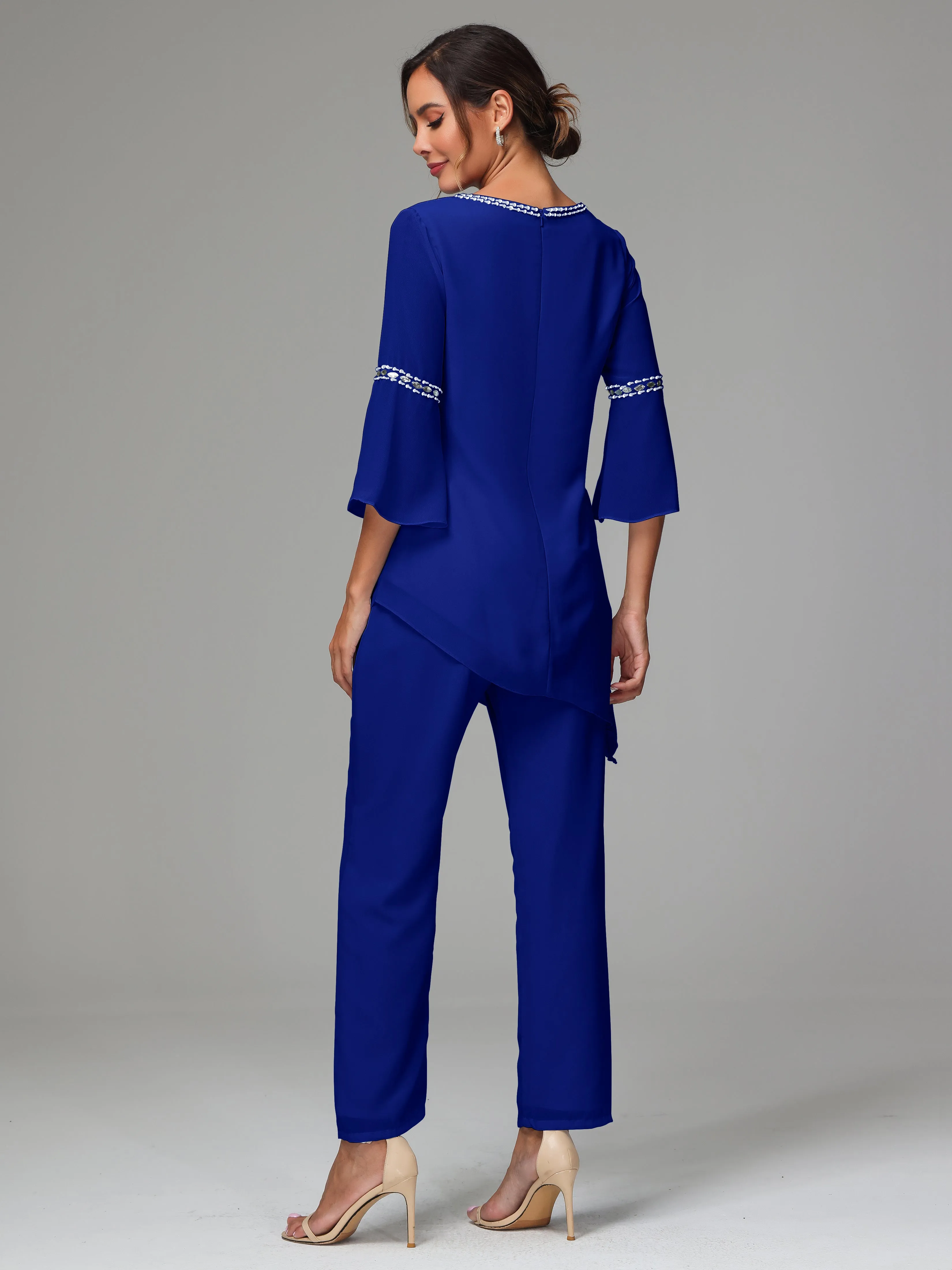 2 Pieces  Chiffon  Mother Of The Bride Dress Pants Suits