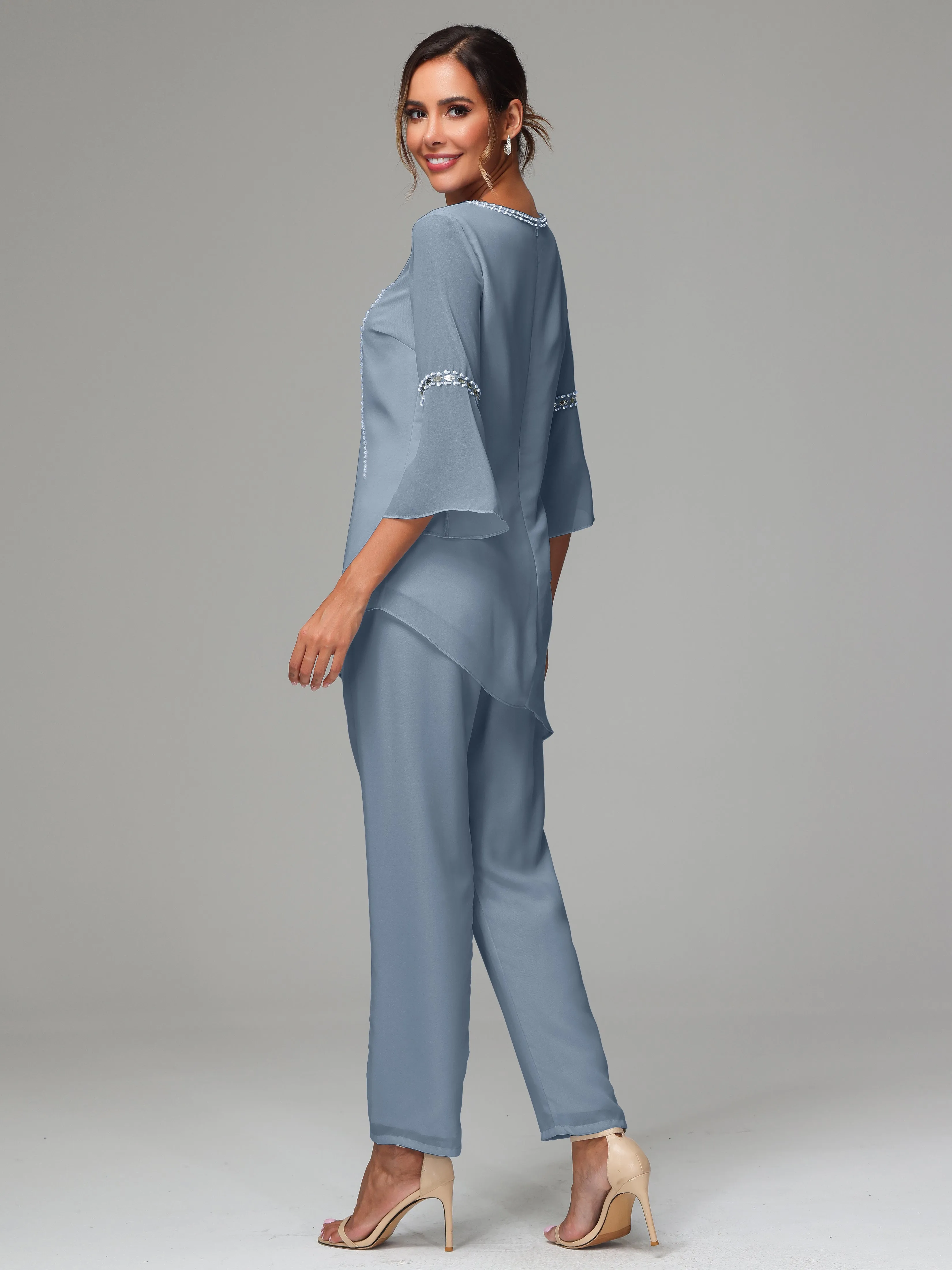2 Pieces  Chiffon  Mother Of The Bride Dress Pants Suits