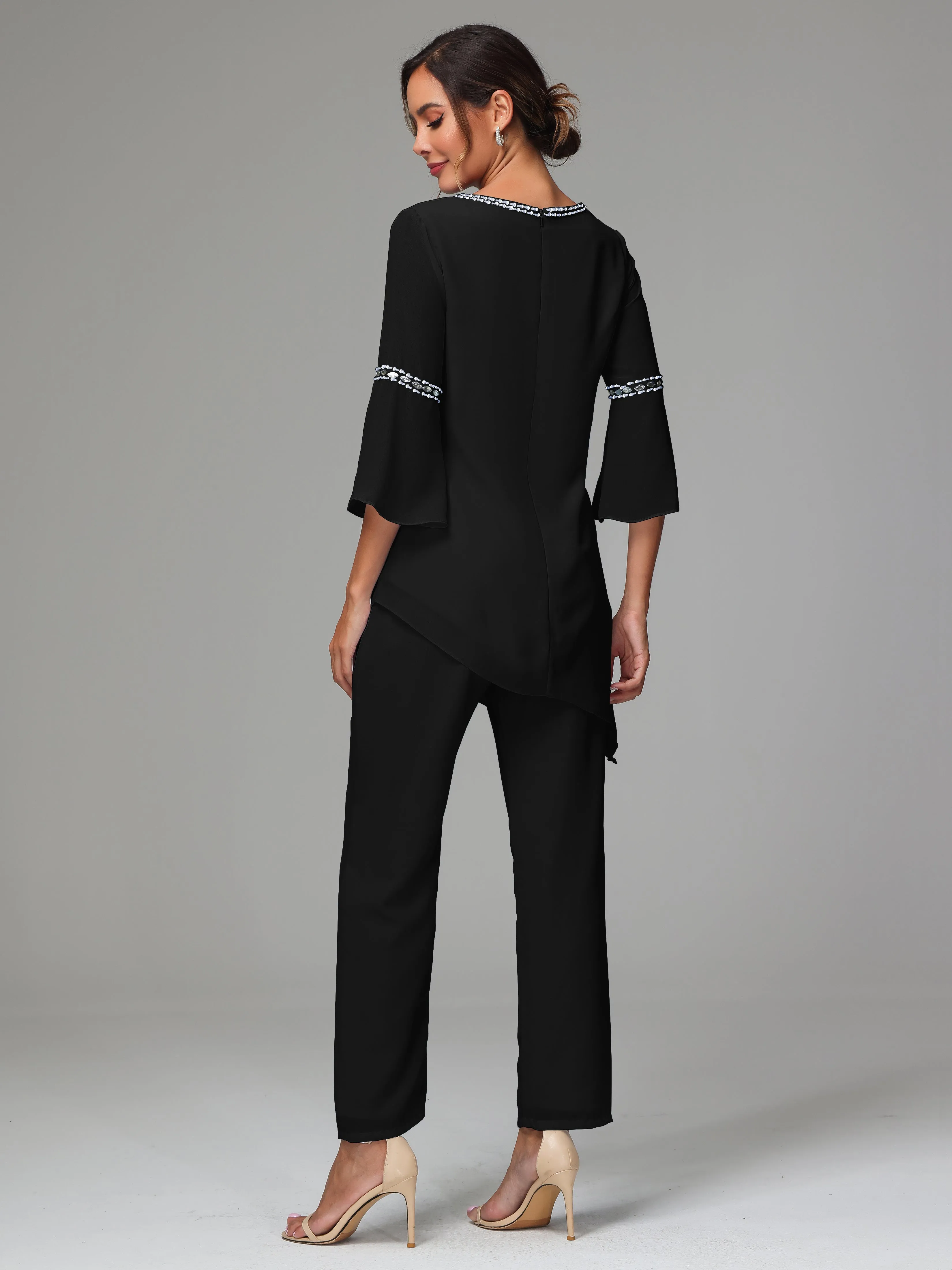 2 Pieces  Chiffon  Mother Of The Bride Dress Pants Suits