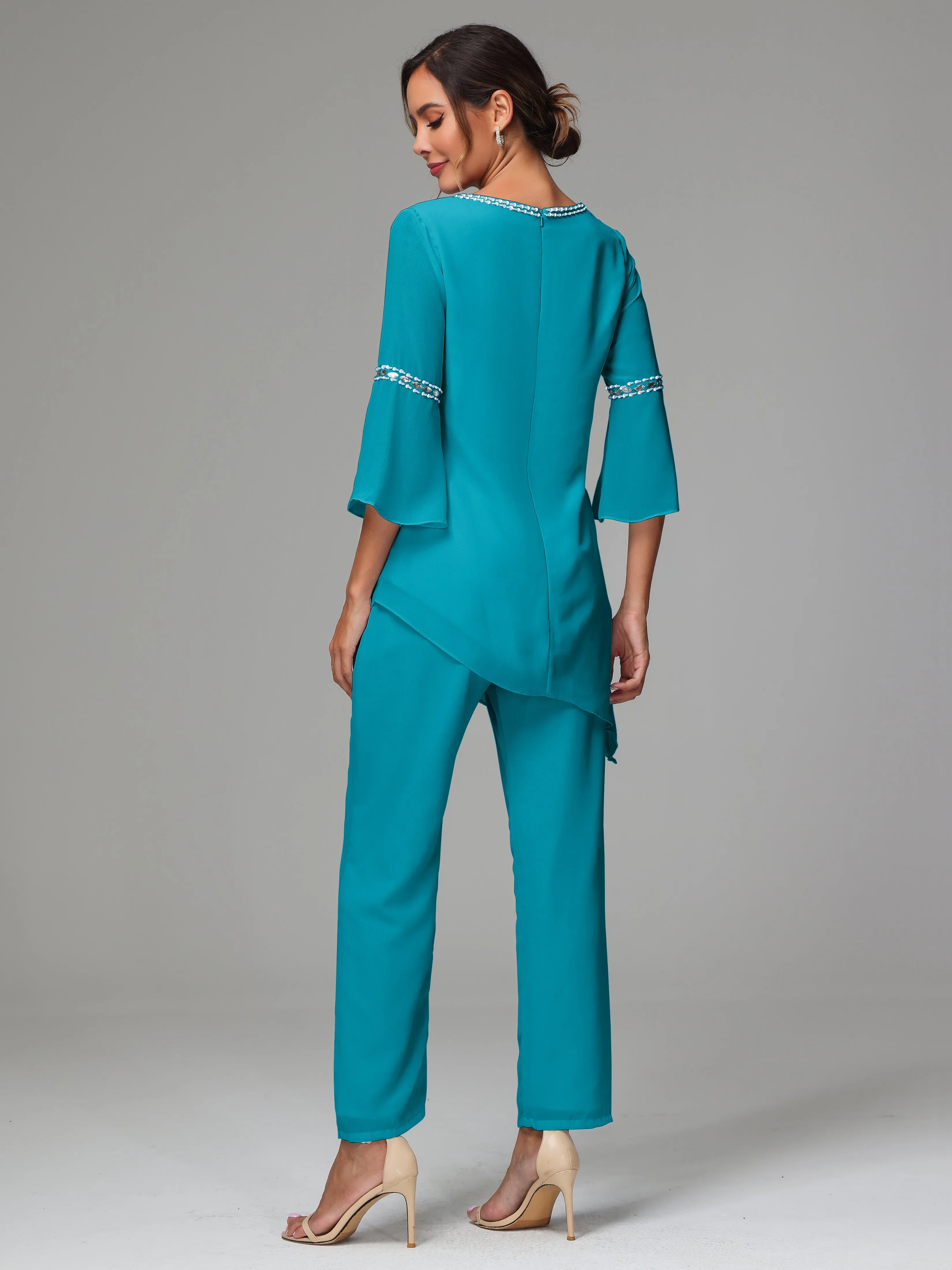 2 Pieces  Chiffon  Mother Of The Bride Dress Pants Suits
