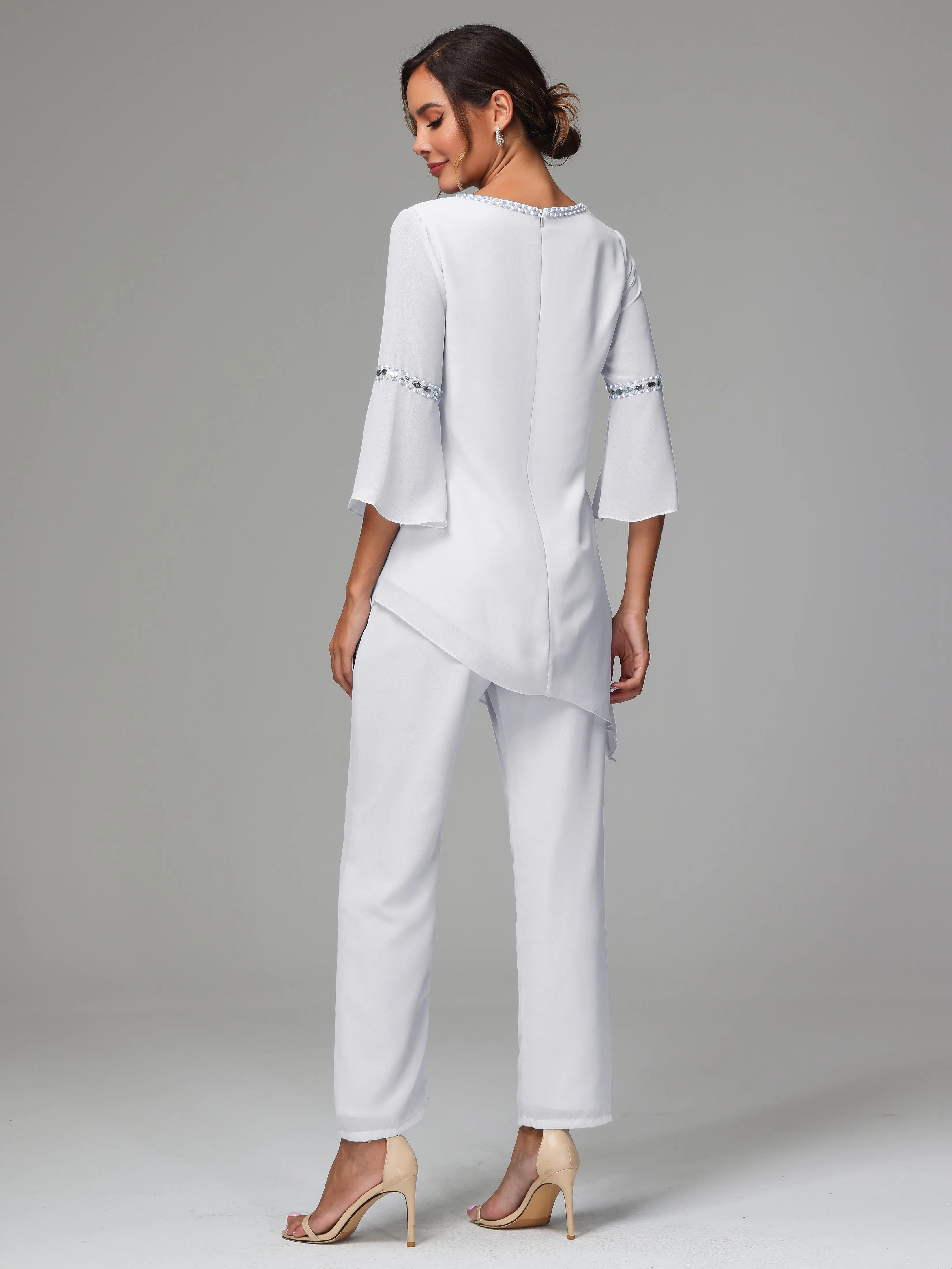 2 Pieces  Chiffon  Mother Of The Bride Dress Pants Suits