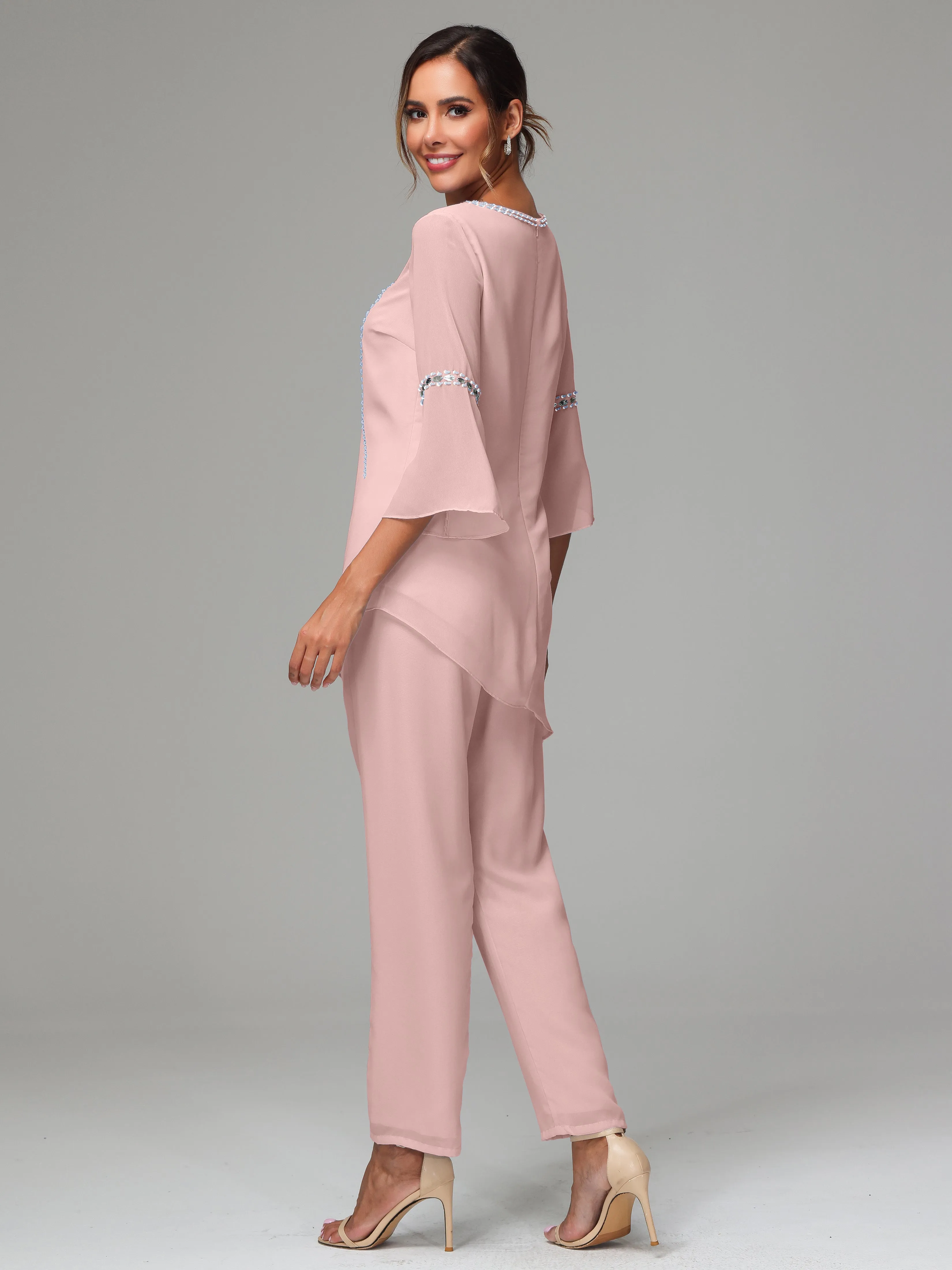 2 Pieces  Chiffon  Mother Of The Bride Dress Pants Suits