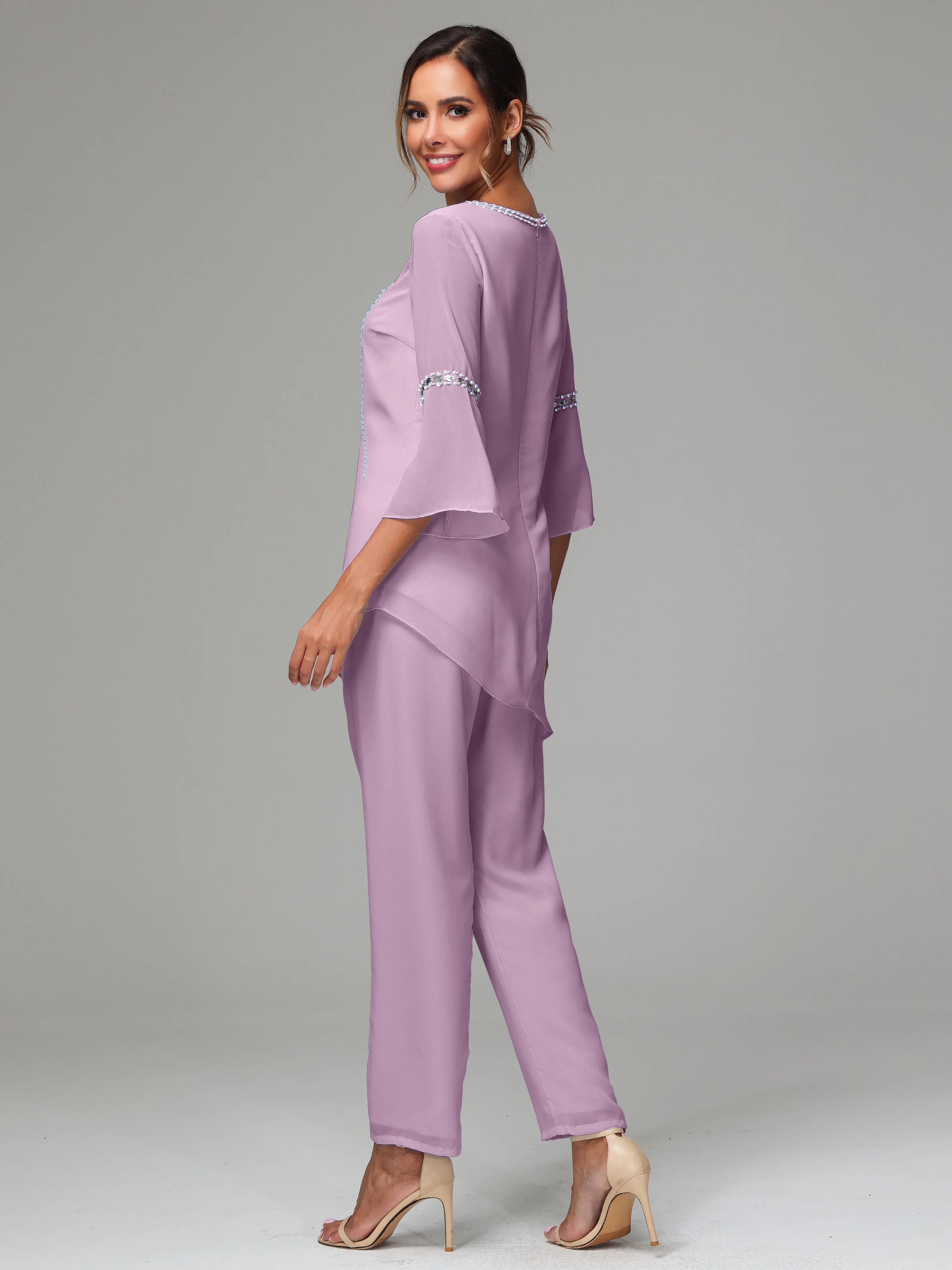 2 Pieces  Chiffon  Mother Of The Bride Dress Pants Suits