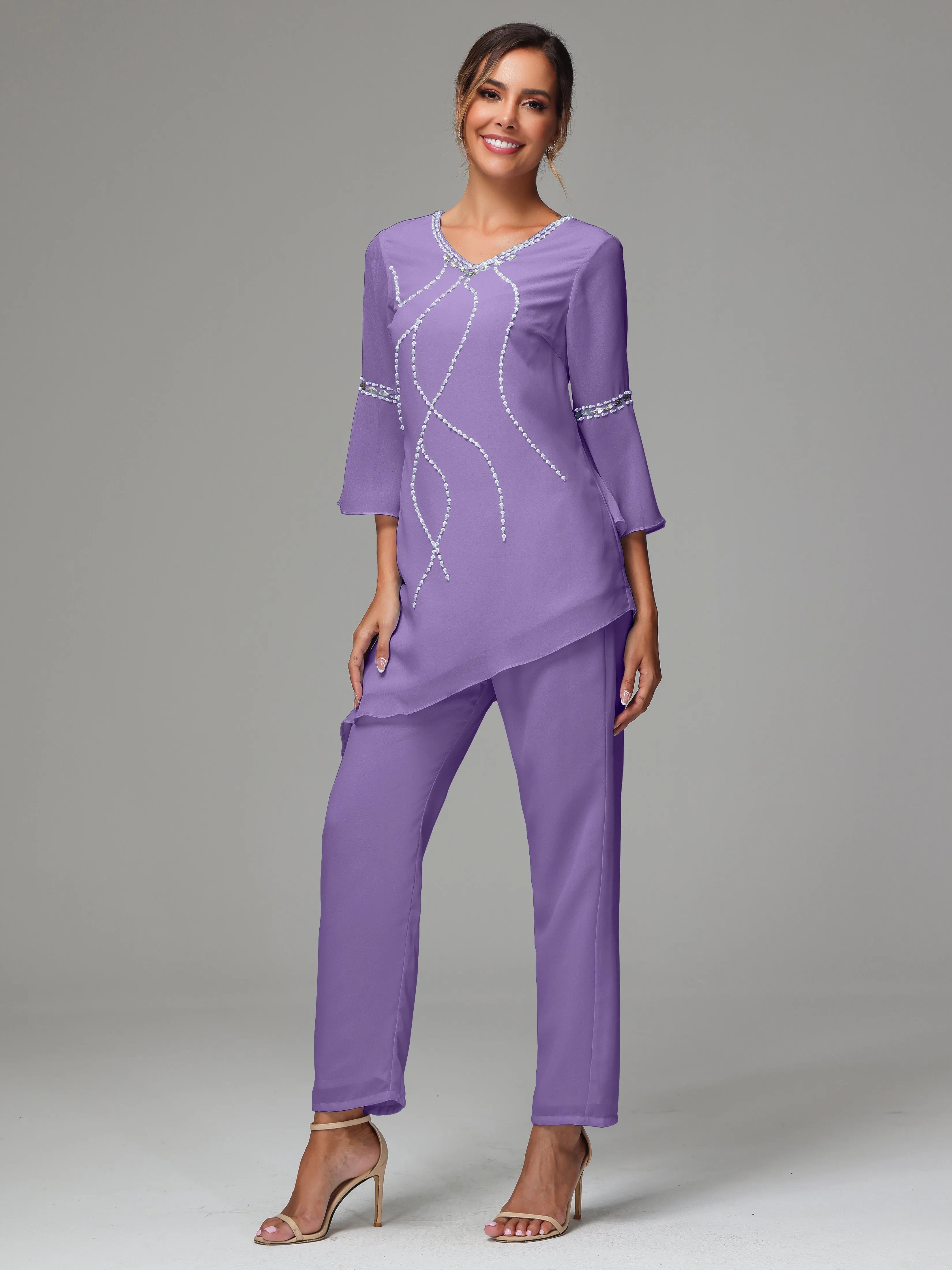 2 Pieces  Chiffon  Mother Of The Bride Dress Pants Suits