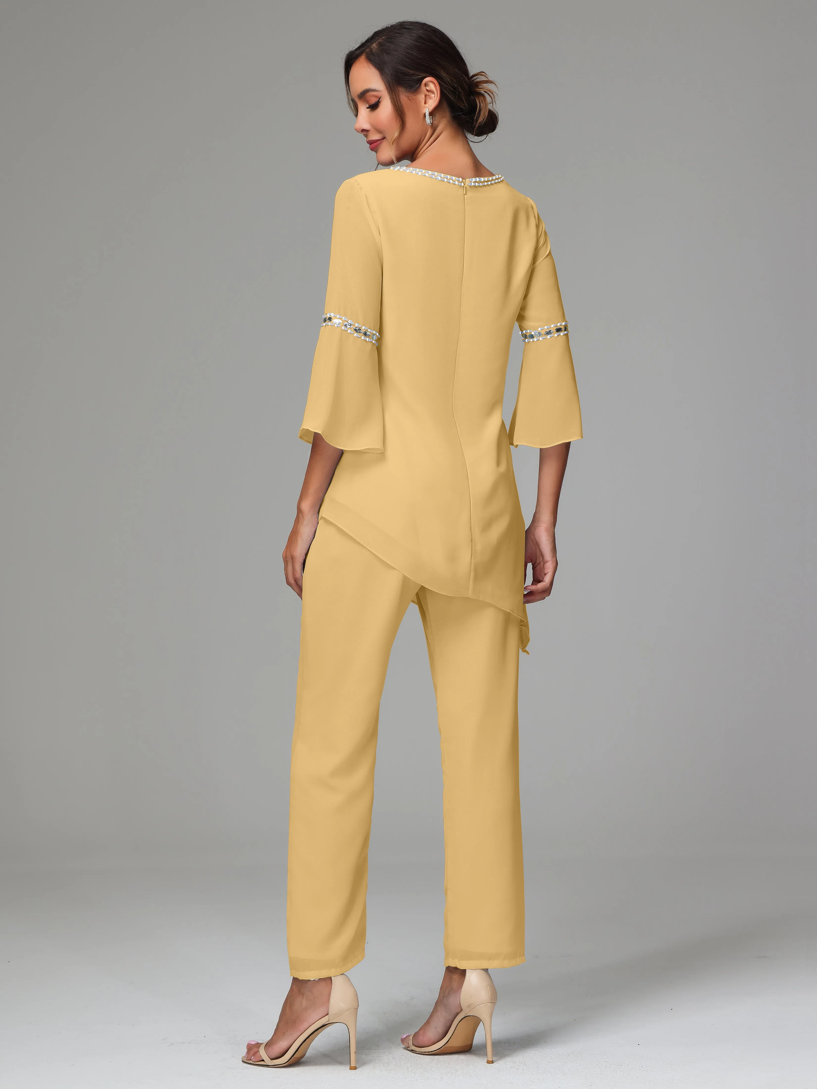 2 Pieces  Chiffon  Mother Of The Bride Dress Pants Suits