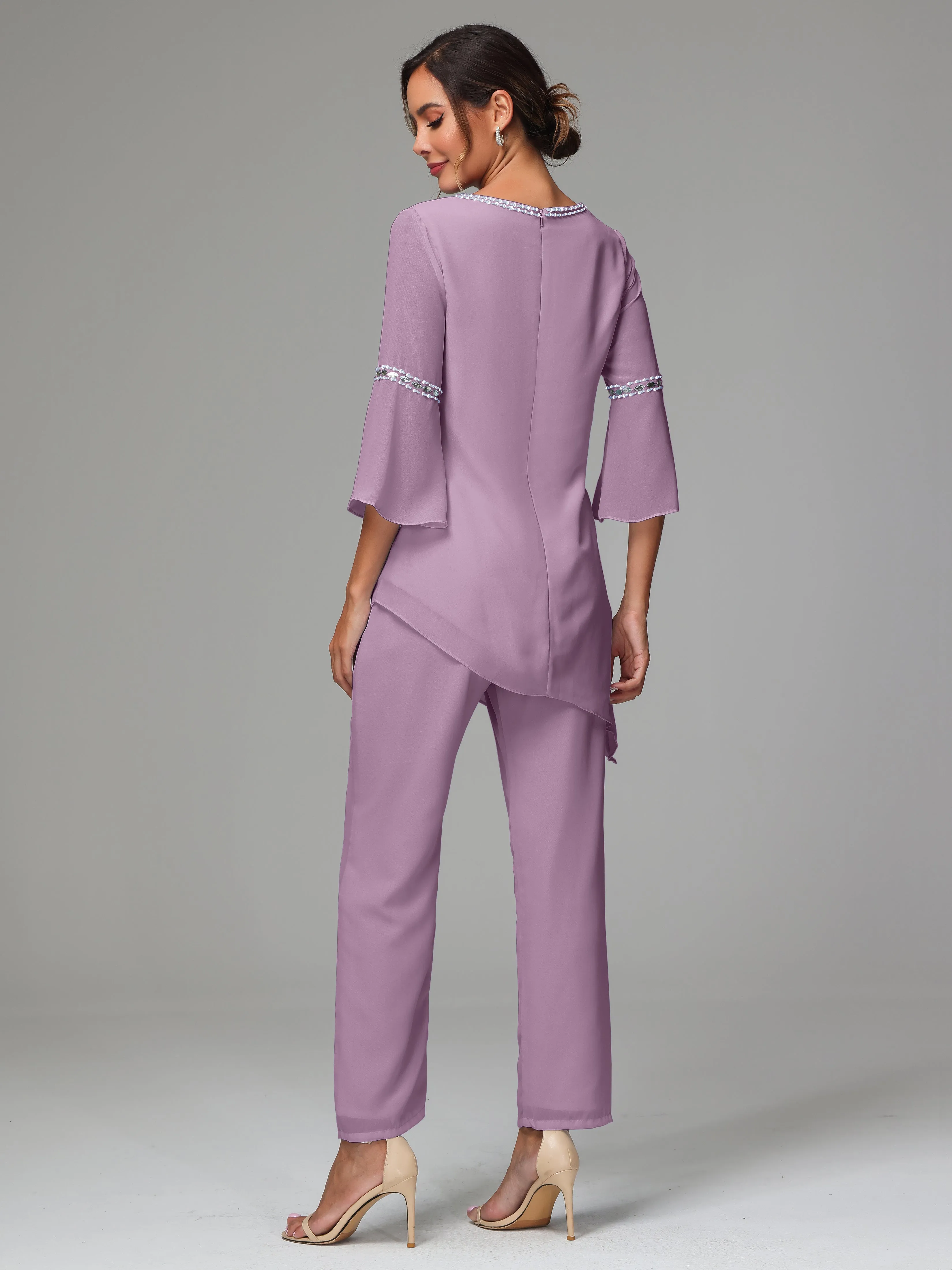 2 Pieces  Chiffon  Mother Of The Bride Dress Pants Suits