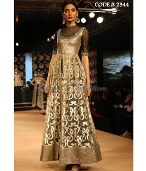2344 Black-gold anarkali lehenga outfit set