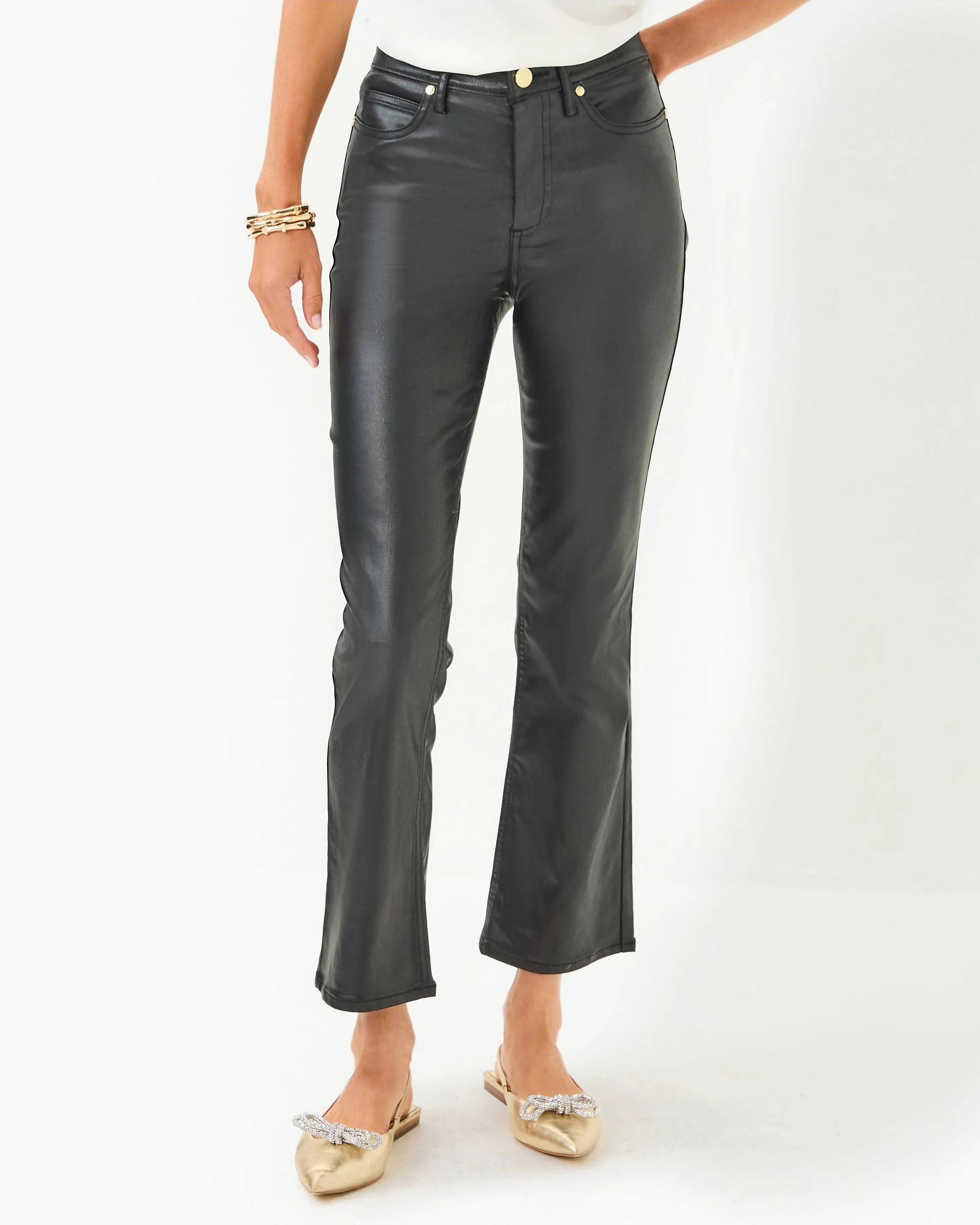 28" Liza Coated Crop Flare Jean