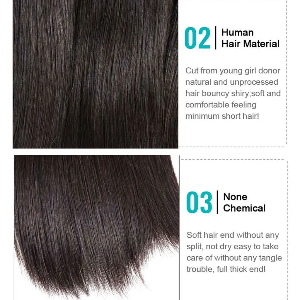 3 Bundles 9A Straight 100% Human Hair Bundles Natural Color