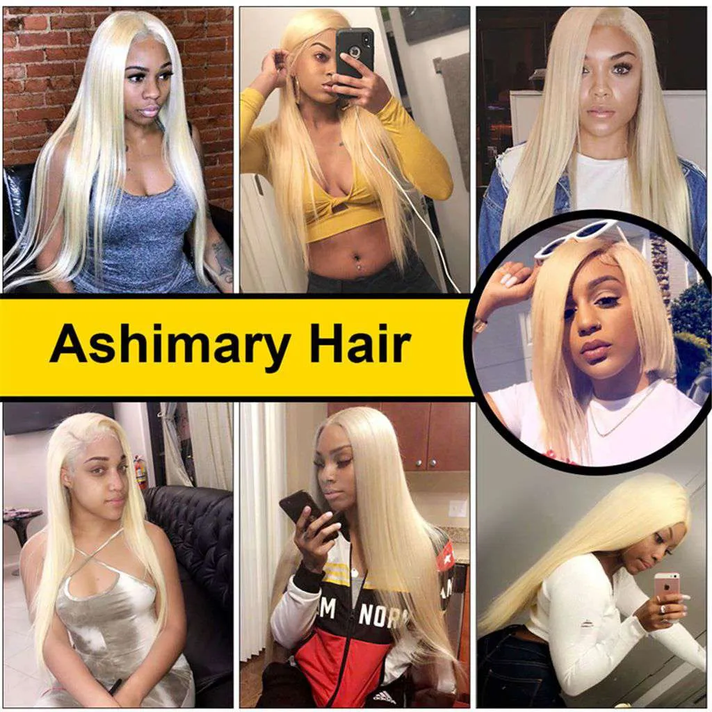 613 Honey Blonde Peruvian Straight Hair 3 Bundles With Frontal Human Hair