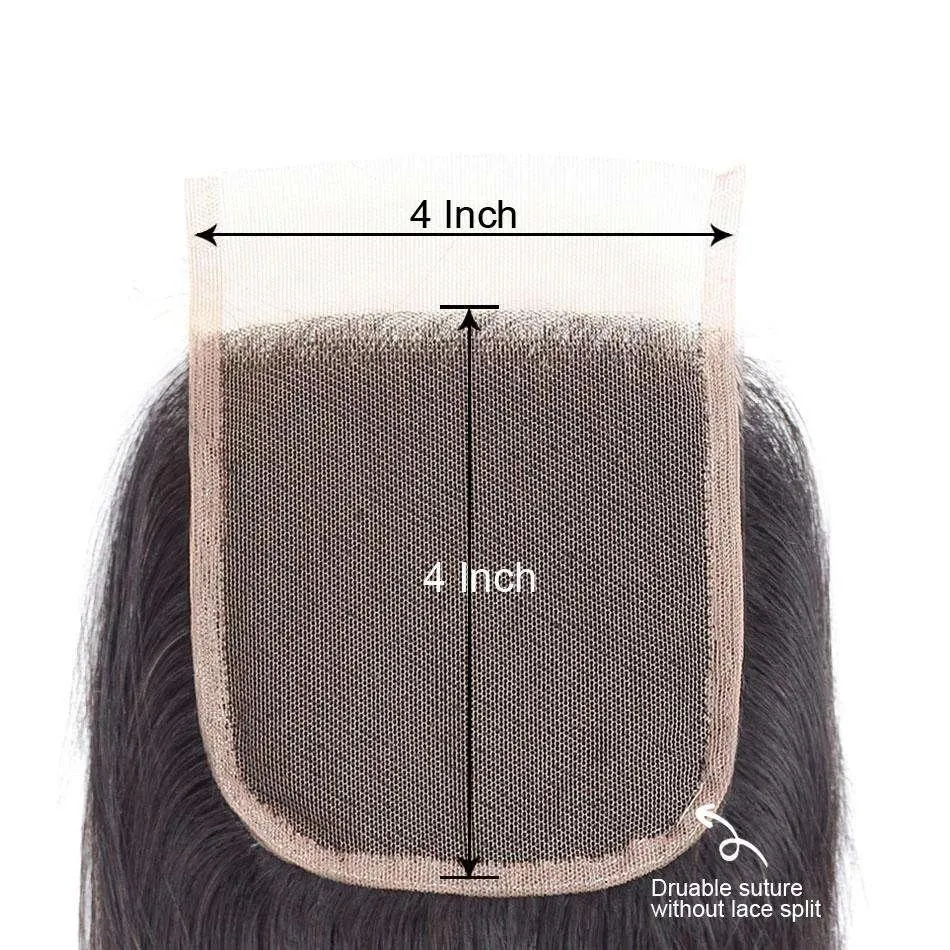 9A Straight Soft Brazilian Virgin Hair 3 Bundles with Closure Natural Color