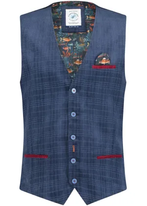 A Fish Named Fred Corduroy Waistcoat Navy