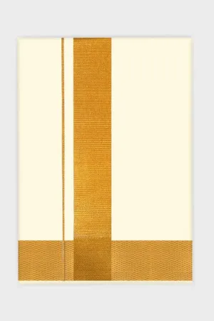 Adenya- Cream Double Layered Dhoti with Gold Jari Border For Men | Uathayam