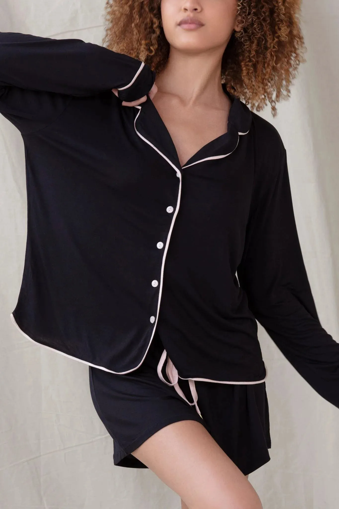 All American Jersey Shortie Set In Black  - Honeydew Intimates