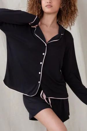 All American Jersey Shortie Set In Black  - Honeydew Intimates