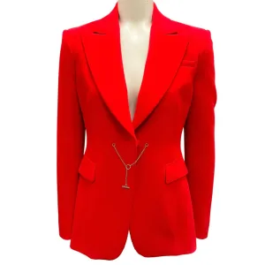 Altuzarra Red / Silver Chain Detail Crepe Blazer