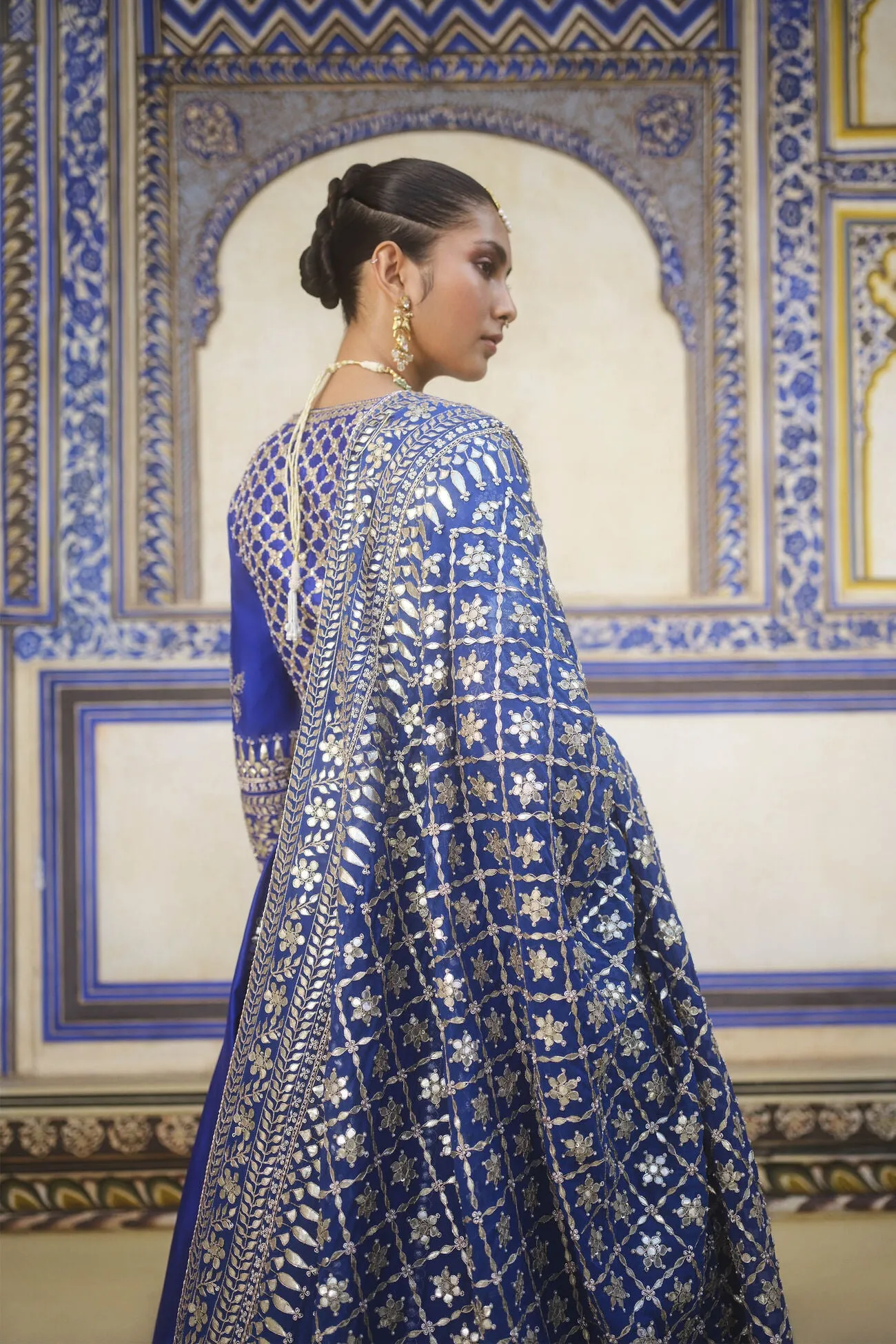 Ambar Gota Patti Silk Lehenga Set - Blue