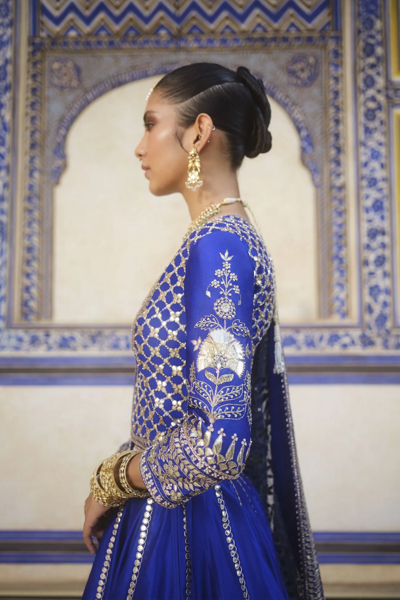 Ambar Gota Patti Silk Lehenga Set - Blue