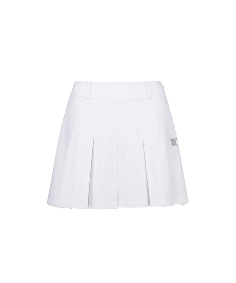 ANEW Golf Women's Leather Buckle Point Pleats Skirt - White