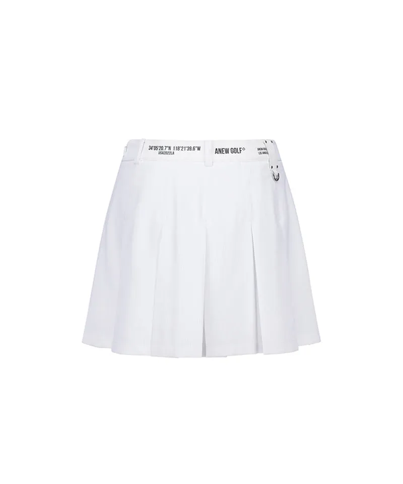 ANEW Golf Women's Leather Buckle Point Pleats Skirt - White