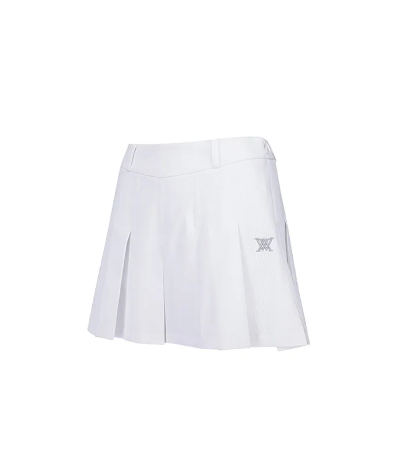 ANEW Golf Women's Leather Buckle Point Pleats Skirt - White