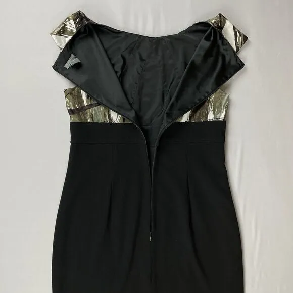 Ann Taylor Sheath Dress Size 8 Empire Waistline Camouflage Pleated Dark Academia
