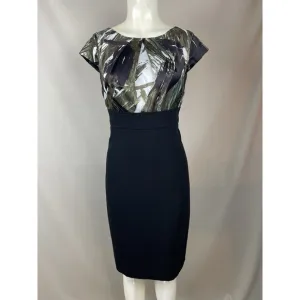 Ann Taylor Sheath Dress Size 8 Empire Waistline Camouflage Pleated Dark Academia