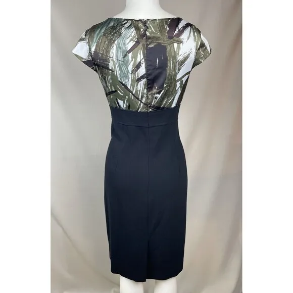 Ann Taylor Sheath Dress Size 8 Empire Waistline Camouflage Pleated Dark Academia