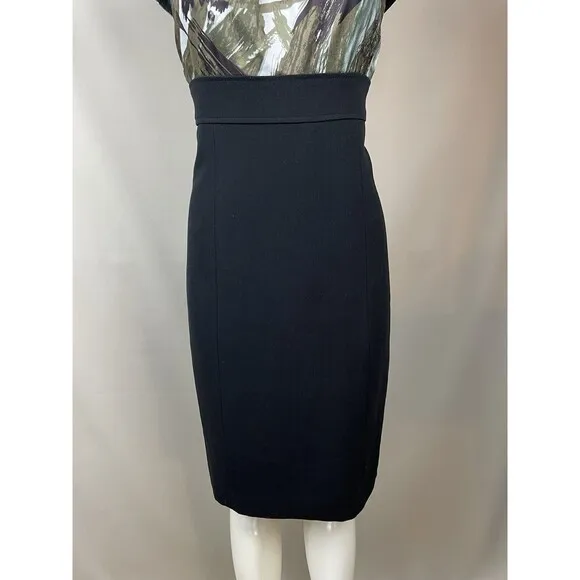 Ann Taylor Sheath Dress Size 8 Empire Waistline Camouflage Pleated Dark Academia