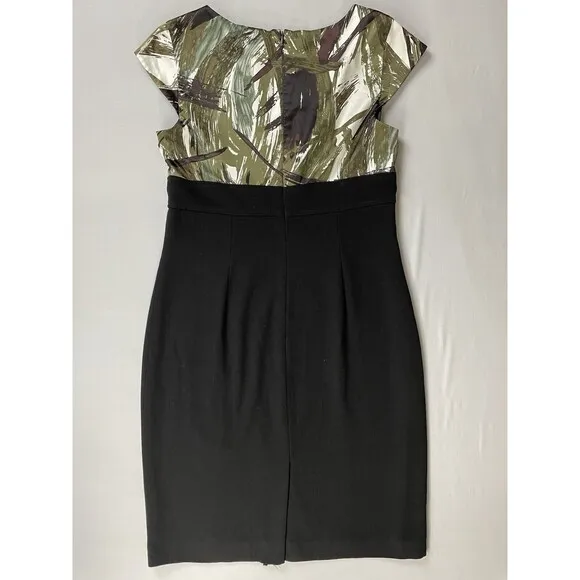 Ann Taylor Sheath Dress Size 8 Empire Waistline Camouflage Pleated Dark Academia