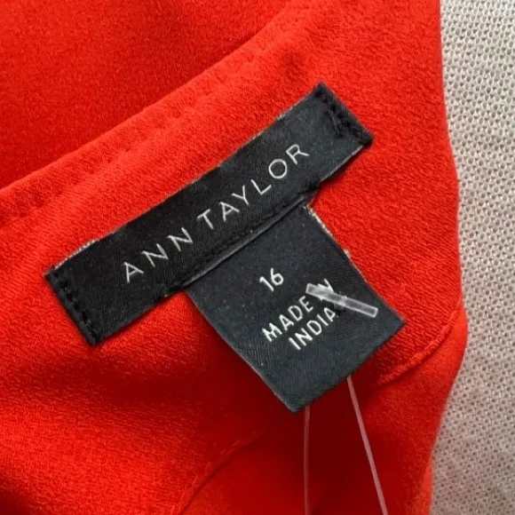 Ann Taylor Sleeveless Drop Waist Dress Size 16 Bright Orange | Pleated Hem NWT