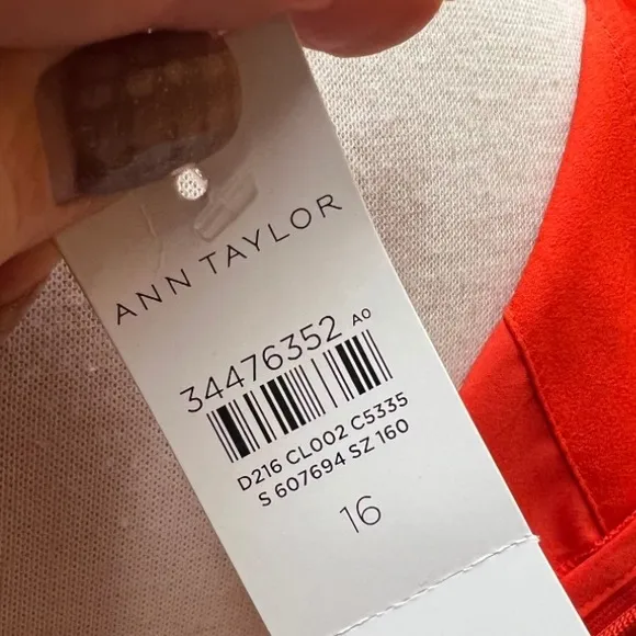 Ann Taylor Sleeveless Drop Waist Dress Size 16 Bright Orange | Pleated Hem NWT