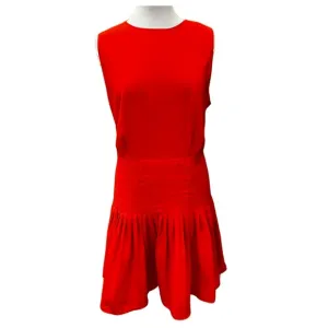 Ann Taylor Sleeveless Drop Waist Dress Size 16 Bright Orange | Pleated Hem NWT