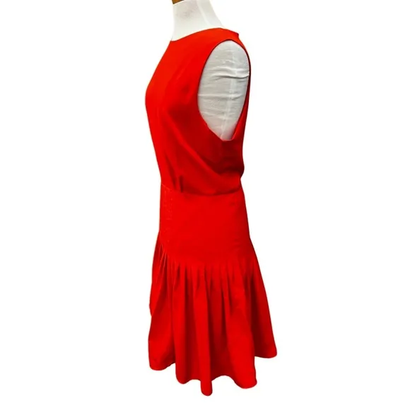 Ann Taylor Sleeveless Drop Waist Dress Size 16 Bright Orange | Pleated Hem NWT