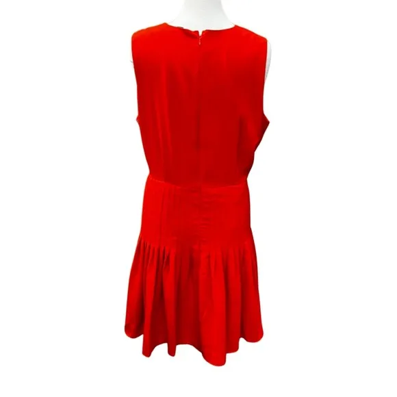 Ann Taylor Sleeveless Drop Waist Dress Size 16 Bright Orange | Pleated Hem NWT