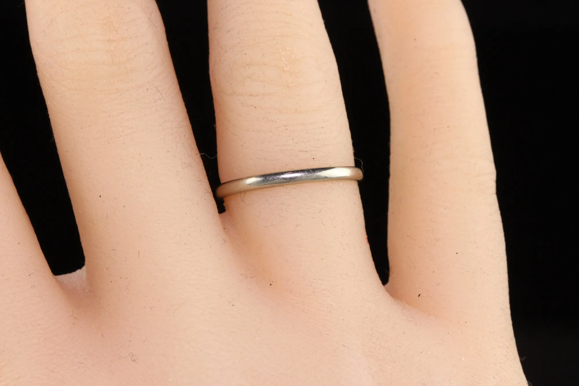 Antique Art Deco Platinum Classic Stackable Wedding Band - Size 6 3/4