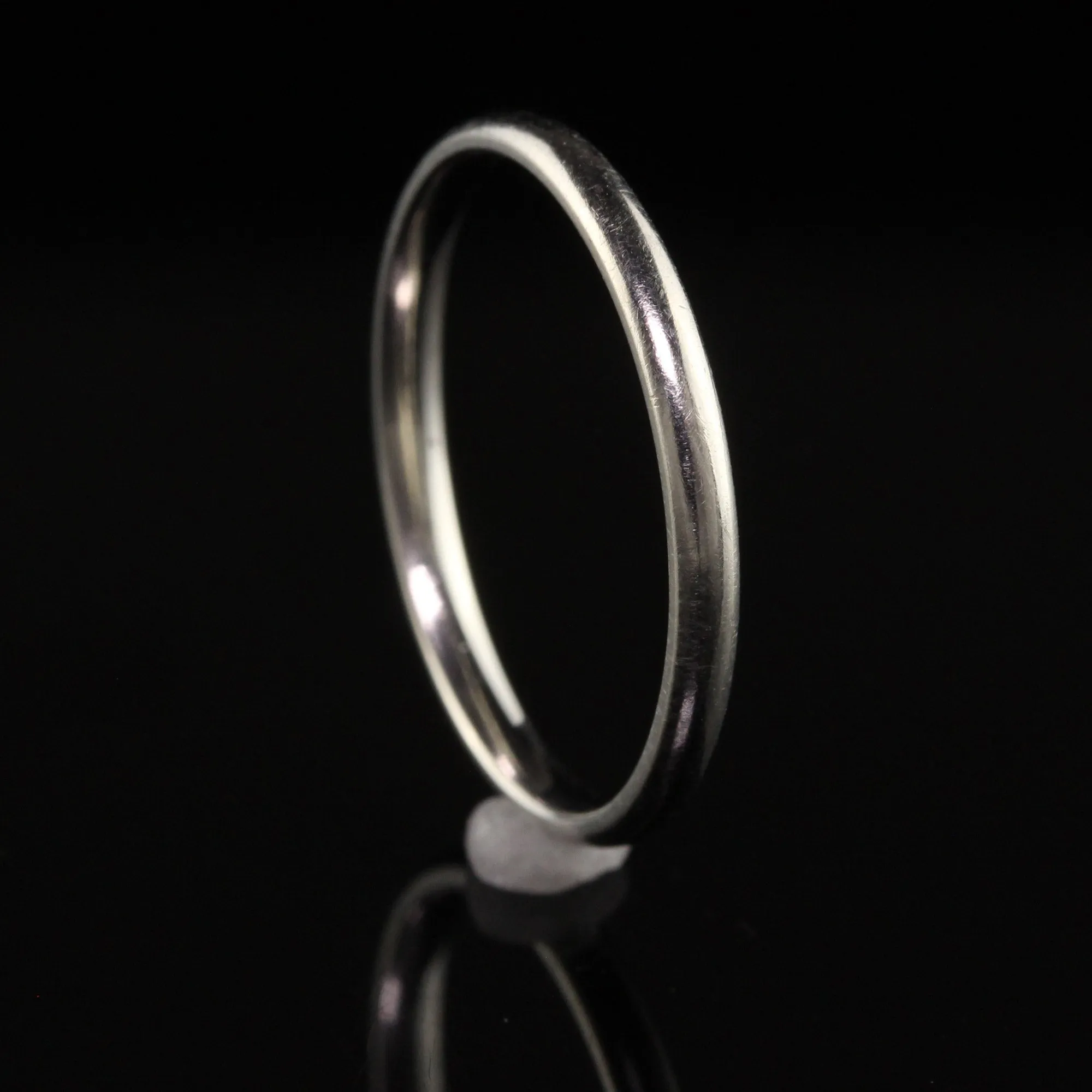 Antique Art Deco Platinum Classic Stackable Wedding Band - Size 6 3/4