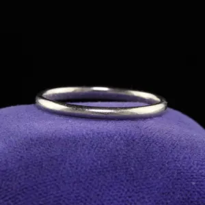 Antique Art Deco Platinum Classic Stackable Wedding Band - Size 6 3/4