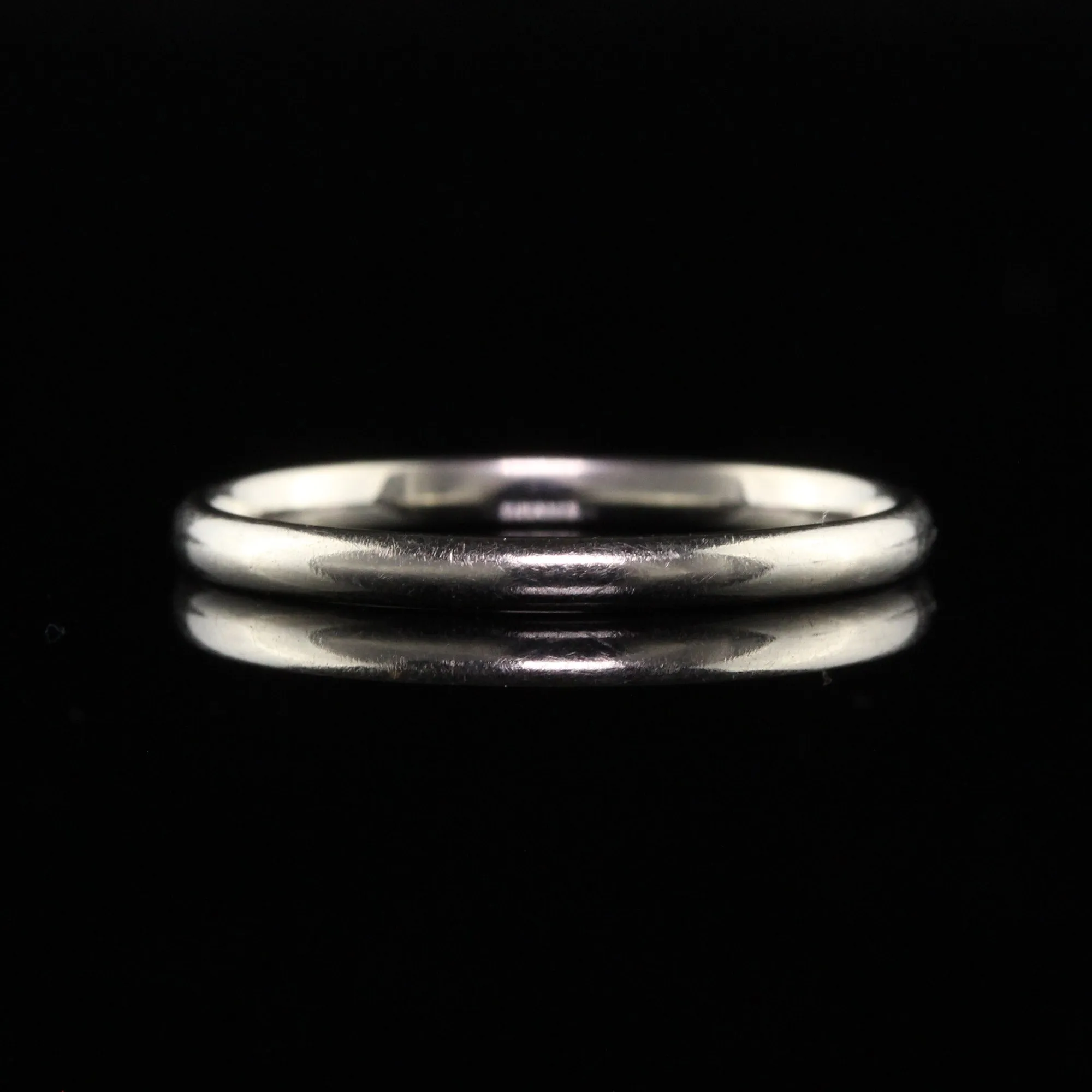 Antique Art Deco Platinum Classic Stackable Wedding Band - Size 6 3/4
