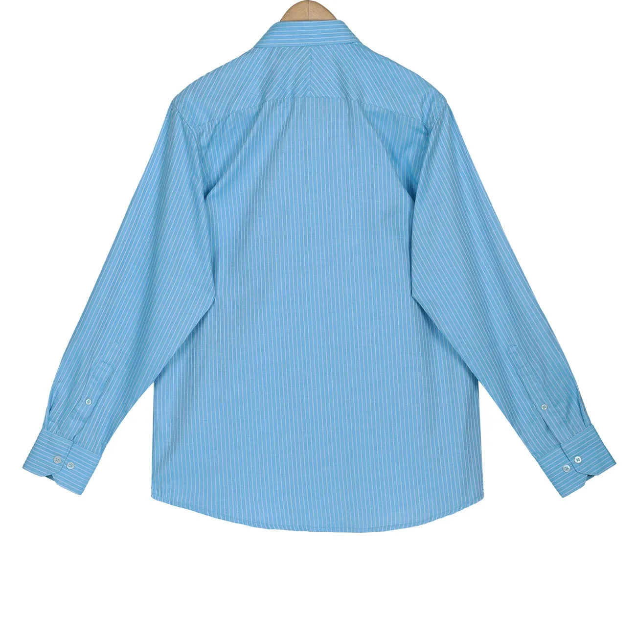 Aqua Blue Dobby Stripes Regular Fit 2 Ply Giza Cotton Shirt