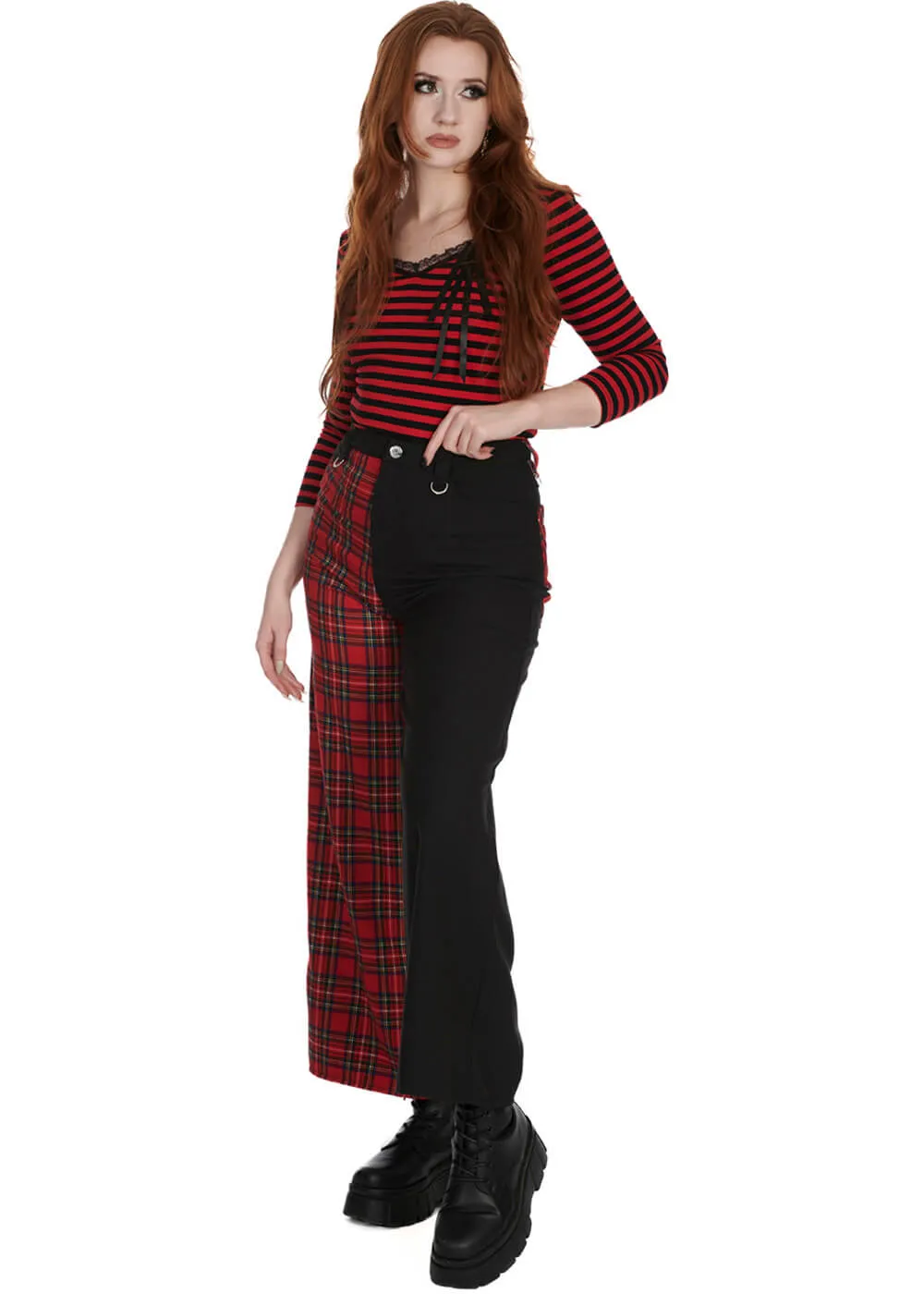 Banned Fade Into You Striped Top Black Red