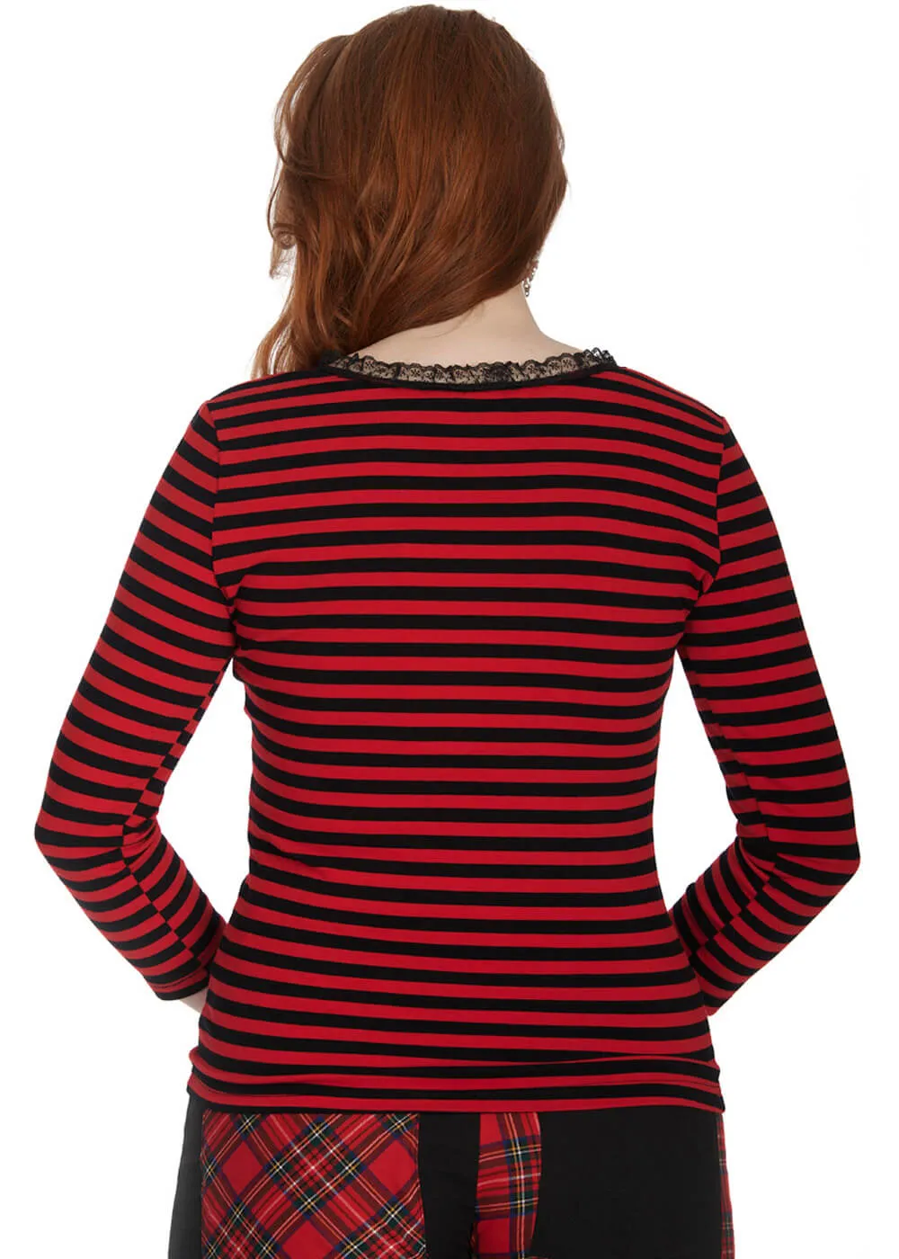 Banned Fade Into You Striped Top Black Red