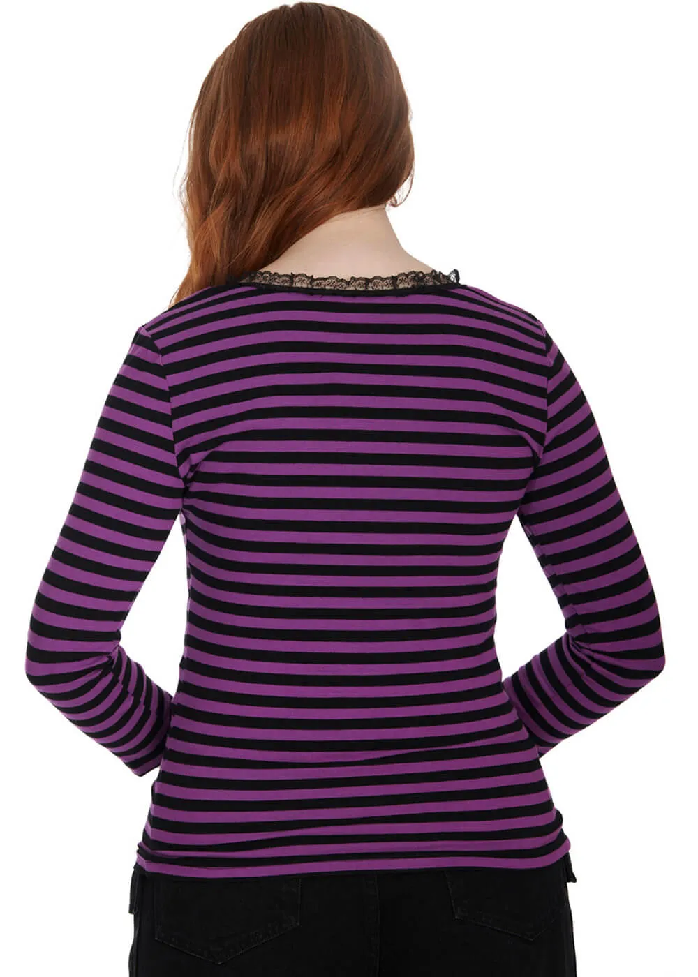 Banned Fade Into You Striped Top Black Violet