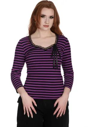 Banned Fade Into You Striped Top Black Violet
