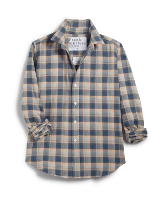 BARRY Heather Blue and Brown Plaid, Italian Flannel