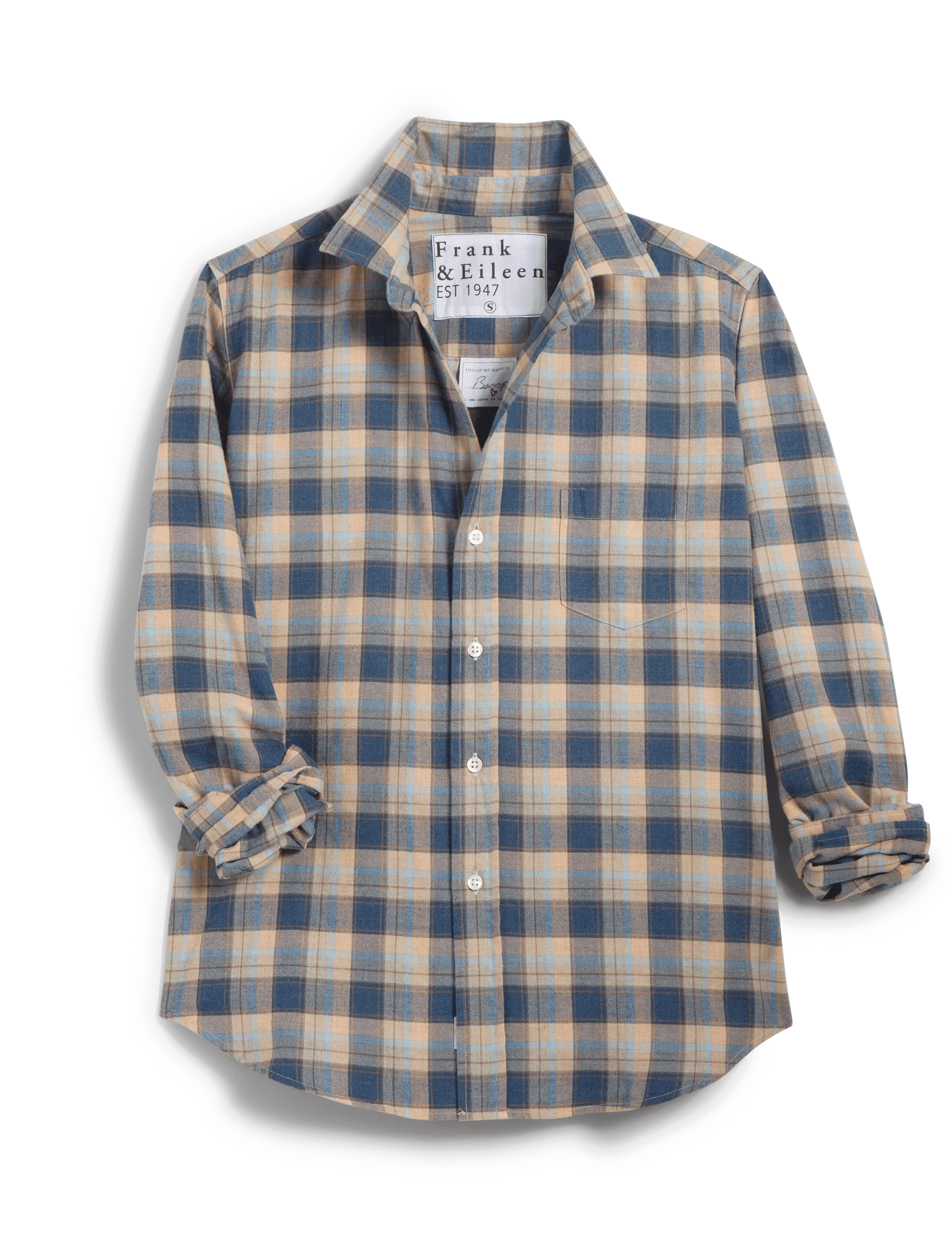 BARRY Heather Blue and Brown Plaid, Italian Flannel